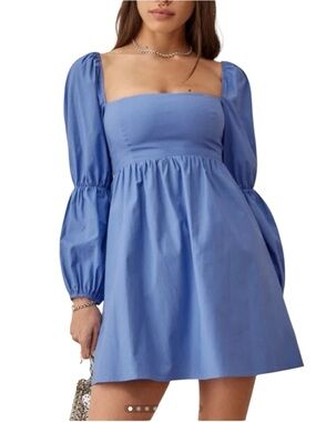 Reformation Michaela Babydoll Puff Sleeve Square Neck Mini Dress